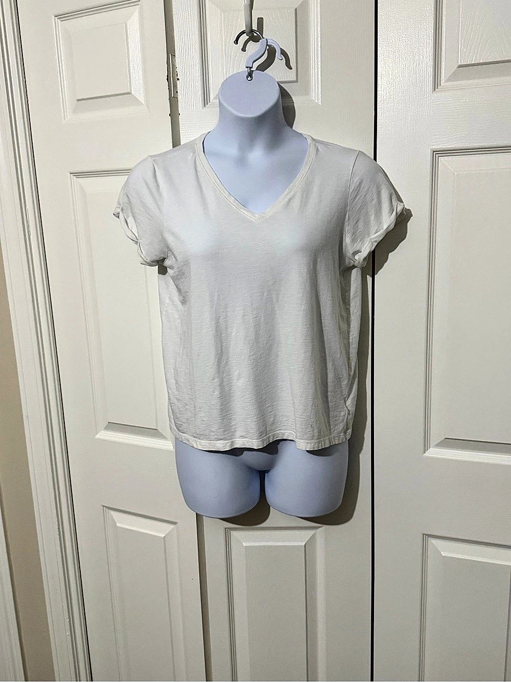Max Studio Favorite Tee V-Neck Short Sleeve White XL